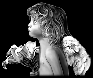ангел с лилиями - картинки для гравировки